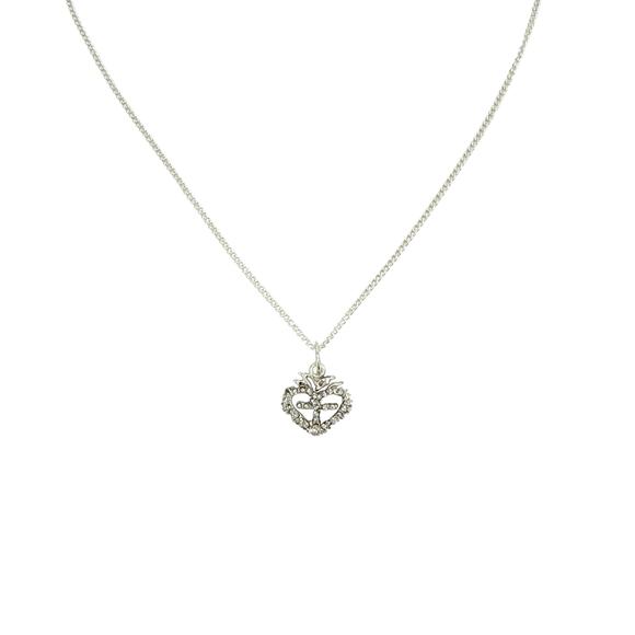 VIRGINS SAINTS & ANGELS VSA Sacred Heart Logo Charm Necklace in Silver - Picture 1 of 7